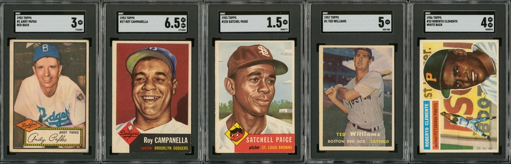 1952-1957 Topps Hall of Famers and Stars SGC-Graded Collection (5 Different)